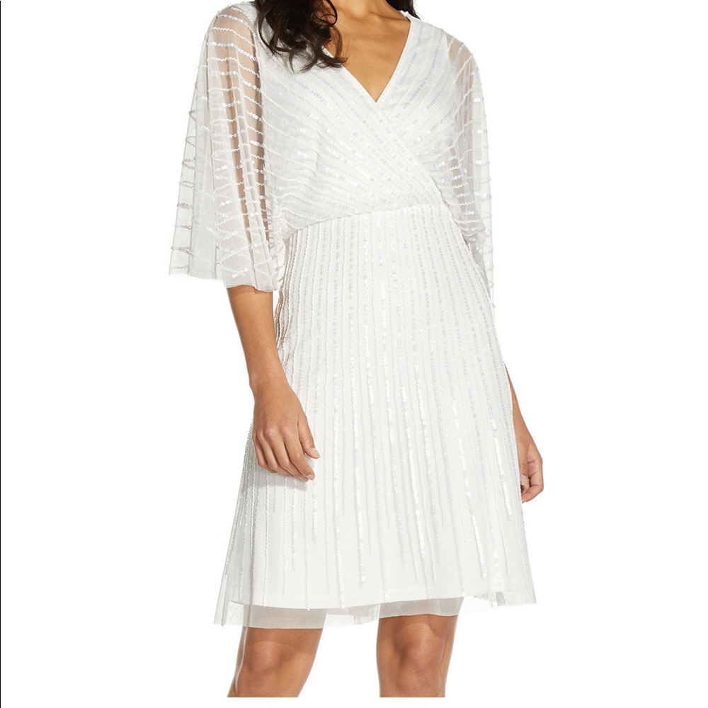 Adriana Papell Sequin V-neck dress